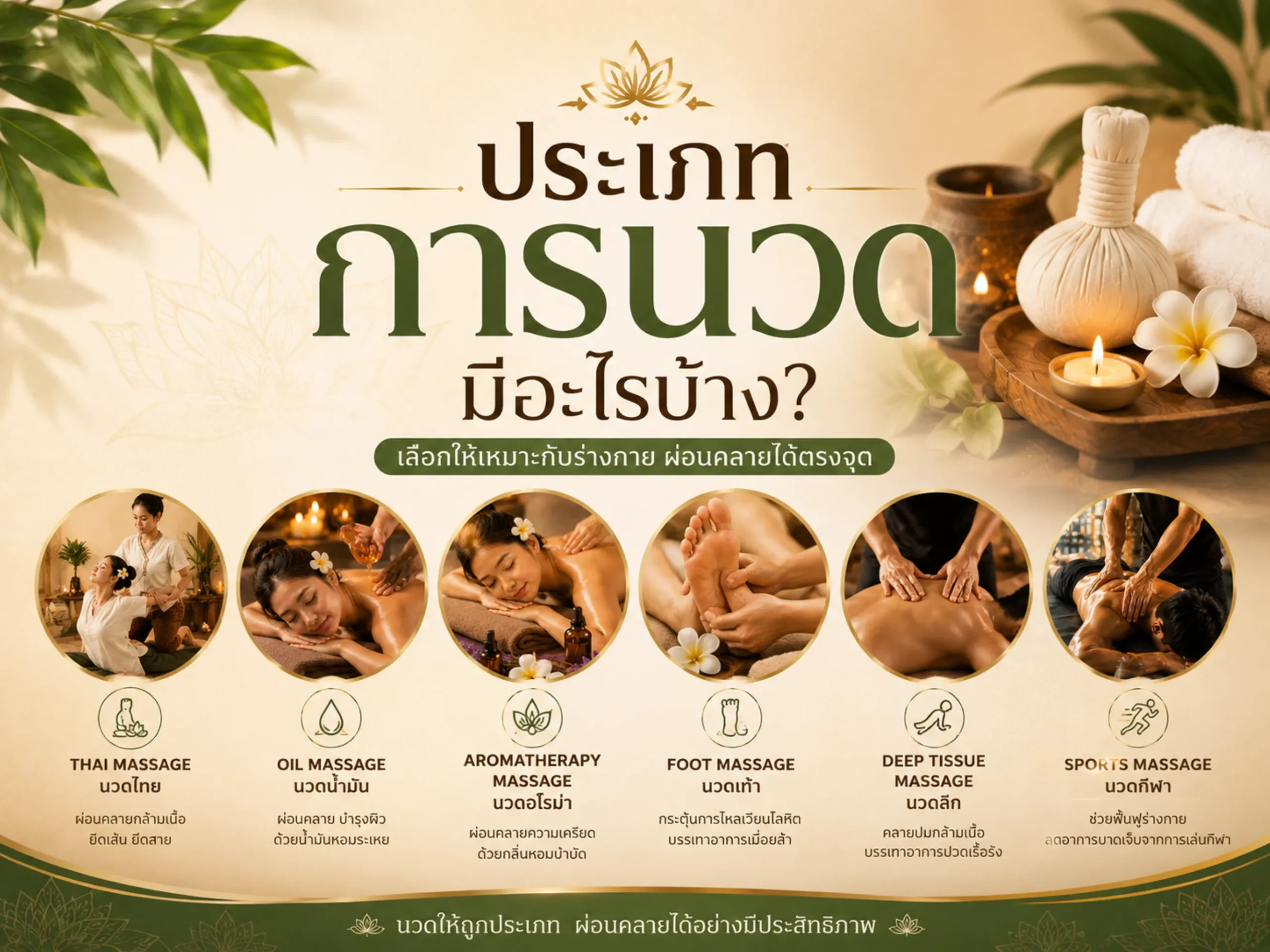 ประเภทการนวดมีอะไรบ้าง? รวมทุกแบบยอดนิยม เลือกแบบไหนดีให้เหมาะกับคุณ 1 ประเภทการนวดมีอะไรบ้าง (Horizontal)